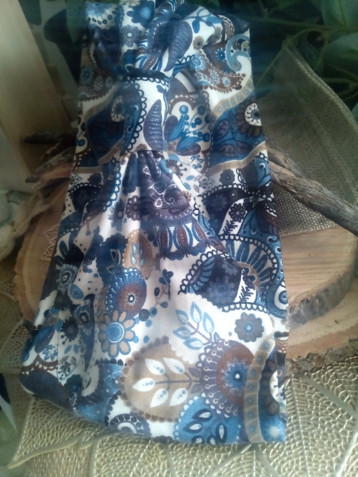 Bandeau 🪻 bleu en jersey fleuri – photo 3